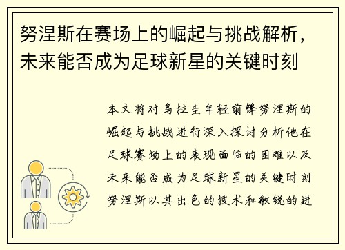 努涅斯在赛场上的崛起与挑战解析，未来能否成为足球新星的关键时刻